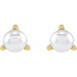 Load image into Gallery viewer, 3 Prong Pearl Stud Earrings
