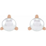 Load image into Gallery viewer, 3 Prong Pearl Stud Earrings
