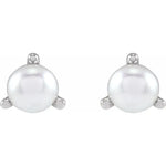 Load image into Gallery viewer, 3 Prong Pearl Stud Earrings
