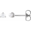 3 Prong Pearl Stud Earrings