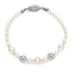 Load image into Gallery viewer, Dainty Pearl And Rhinestone Bridal Bracelet
