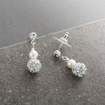 Load image into Gallery viewer, Dainty Pearl And Rhinestone Wedding Earrings
