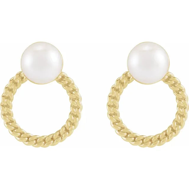 Akoya Cultured Pearl Curb Chain Earrings