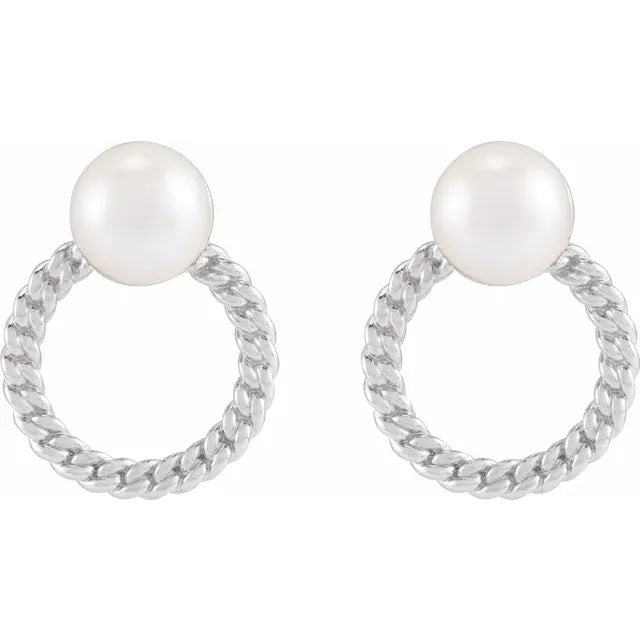 Akoya Cultured Pearl Curb Chain Earrings