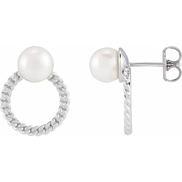 Akoya Cultured Pearl Curb Chain Earrings