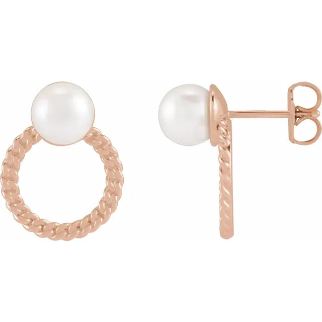 Akoya Cultured Pearl Curb Chain Earrings