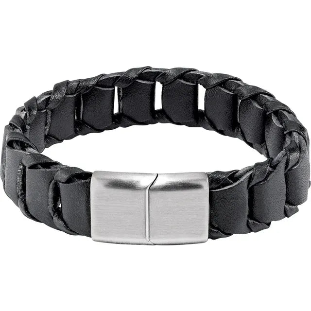 Men’s Black Leather Cord Bracelet