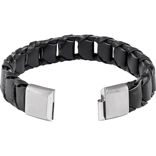 Men’s Black Leather Cord Bracelet