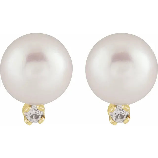 Stylish Pearl Earrings Design- 14k Yellow Gold