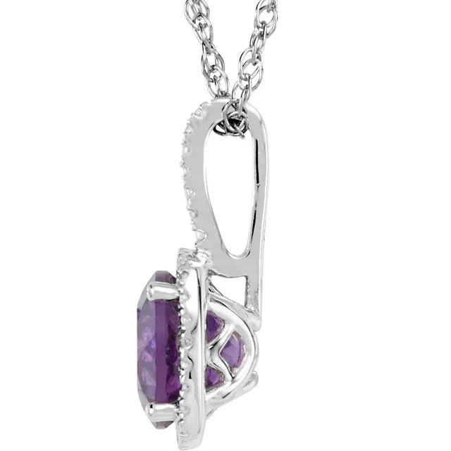 Sterling Silver Natural Amethyst Necklace