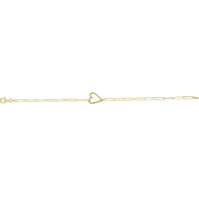 Valentines Day Gifts for Women: Open Heart Paperclip Chain Bracelet