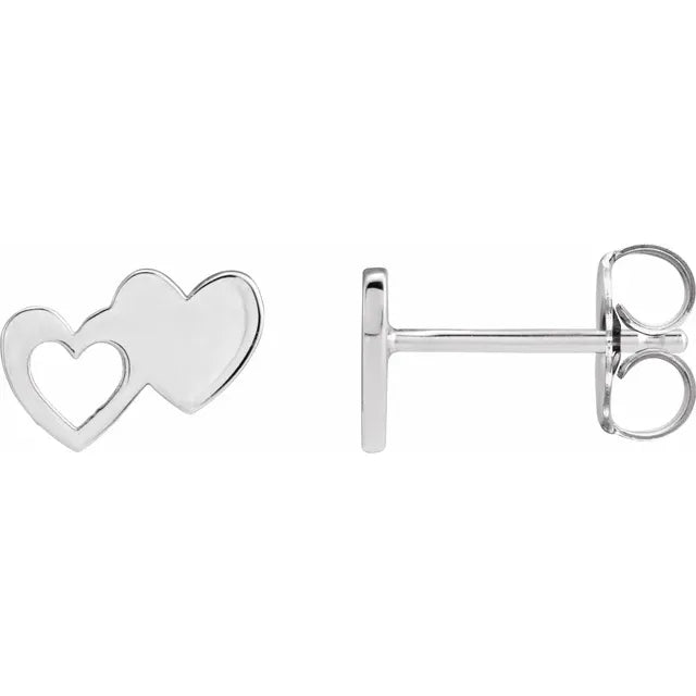 Silver Double Heart Earrings for Anniversary Gifting