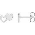 Silver Double Heart Earrings for Anniversary Gifting