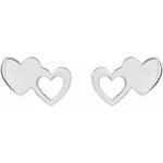 Load image into Gallery viewer, Silver Double Heart Earrings for Anniversary Gifting
