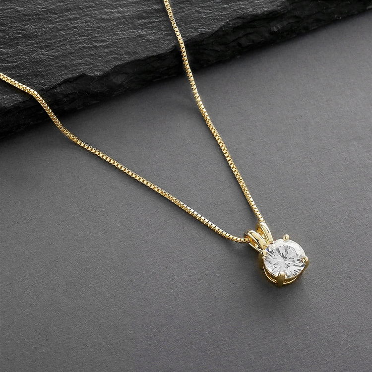 Yellow Gold Double-Loop Top Pendant Necklace