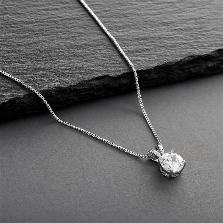 White Gold Double-Loop Top Pendant Necklace