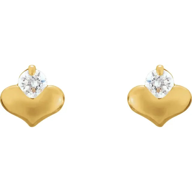 Imitation 14k Yellow Gold Heart Earrings