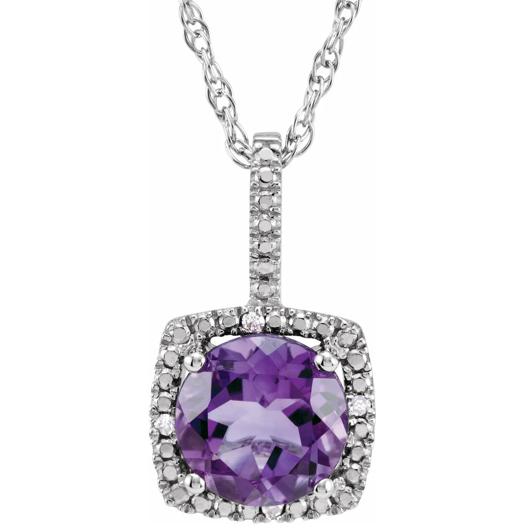 Sterling Silver Natural Amethyst Necklace