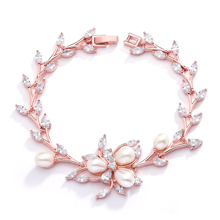 Freshwater Pearls And Leaves Bracelet