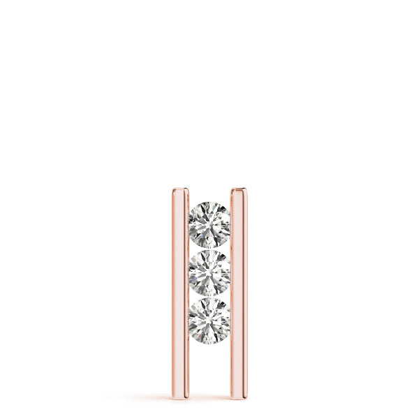 3 Stone Bezel Diamond Pendant For Women