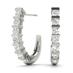 Load image into Gallery viewer, Round Diamond J Hoop Earrings
