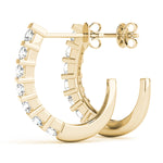 Load image into Gallery viewer, Round Diamond J Hoop Earrings

