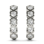 Load image into Gallery viewer, J Hoop Round Diamond Earrings
