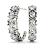 Load image into Gallery viewer, J Hoop Round Diamond Earrings
