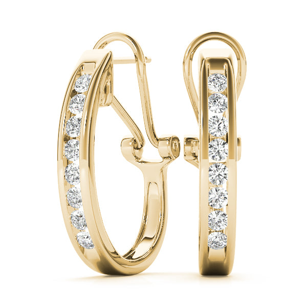 J Hoop Round Diamond Earrings For Women
