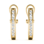 Load image into Gallery viewer, J Hoop Round Diamond Earrings For Women
