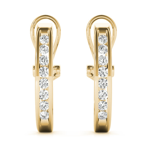J Hoop Round Diamond Earrings For Women