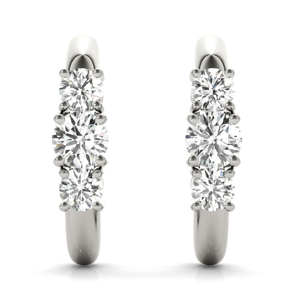 3 Stone Lab Grown Diamond Earrings For Women