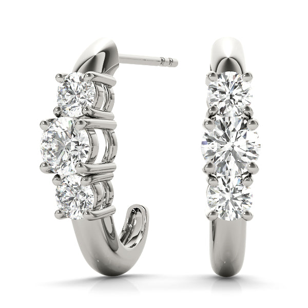 3 Stone Lab Grown Diamond Earrings For Women