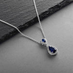 Load image into Gallery viewer, Cubic Zirconia &amp; Blue Sapphire Pendant Necklace
