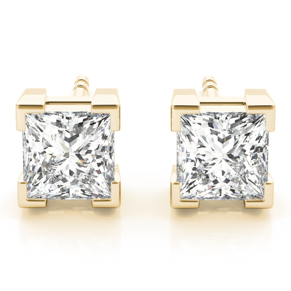 Square Cut Diamond Stud Earrings for Women
