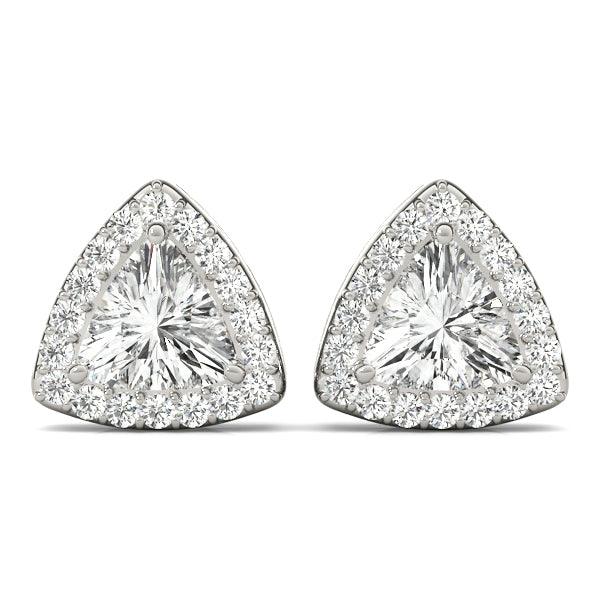 Trillion Cut Halo Diamond Earrings