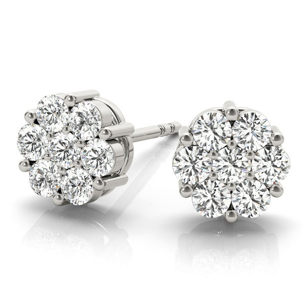 Classic Round Cluster Lab Grown Diamond Earrings