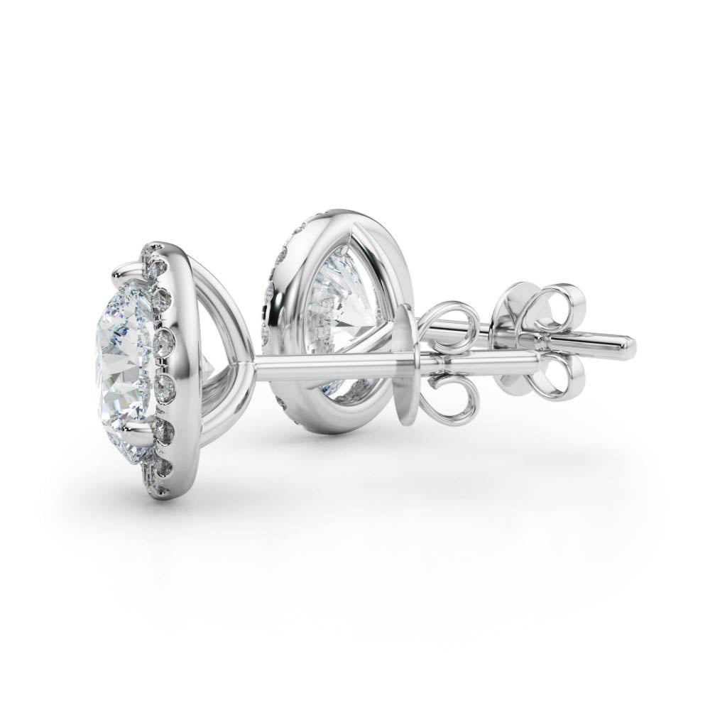 Round Diamond Halo Earrings