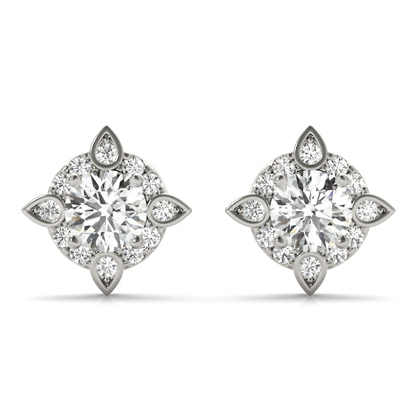 Trendy Round Diamond Women’s Halo Earrings