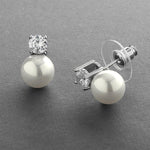 Load image into Gallery viewer, Cubic Zirconia Pearl Bridal Earrings
