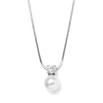 Load image into Gallery viewer, White Pearl &amp; CZ Solitaire Bridal Necklace
