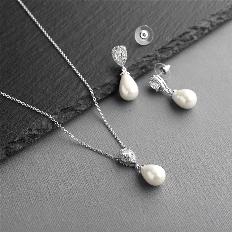 Teardrop Necklace And Earring Wedding Jewelry Set