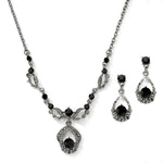 Load image into Gallery viewer, Black Crystal Necklace And Earring Set For Weddings
