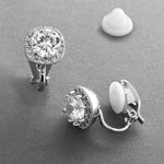 Load image into Gallery viewer, Silver Cushion Cut Clip On Earrings
