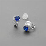 Load image into Gallery viewer, Halo Stud Sapphire Cz Earrings
