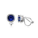 Load image into Gallery viewer, Halo Stud Sapphire Cz Earrings
