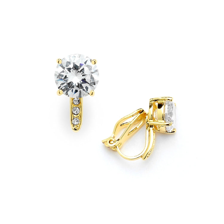 CZ Clip On Stud Earrings