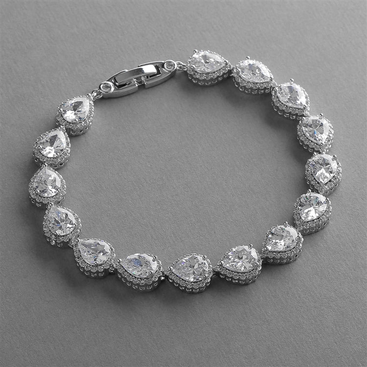 Cubic Zirconia and Pear Shaped Bridal Bracelet