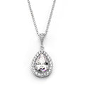 Cubic Zirconia Bridal Necklace with Pear-Shaped Drop