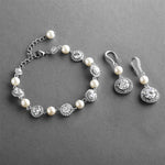 Load image into Gallery viewer, Feminine Ivory Pearl Bridal Bracelet And Earring Set
